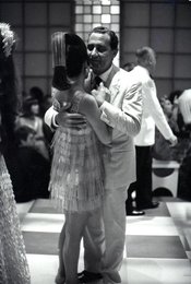 Alberto Sordi dancing with Ismene Chigi at the party organized by the Cicogna Family