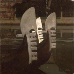 Pronged Prows, by Guido Marussig, 1917, 20th Century, oil on canvas, 120,5 x 120,5 cm