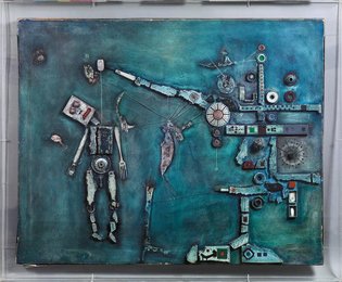 Robot, by Mario Persico, 1961, 20th Century, cm 80 x 100