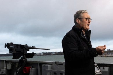Prime Minister Keir Starmer vists troops on the HMS Iron Duke