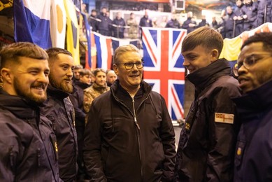 Prime Minister Keir Starmer vists troops on the HMS Iron Duke