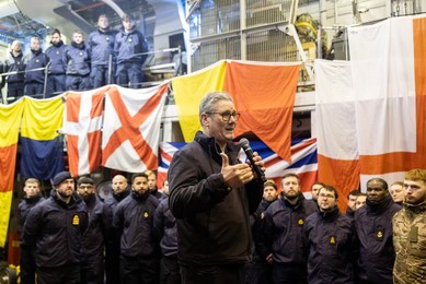 Prime Minister Keir Starmer vists troops on the HMS Iron Duke