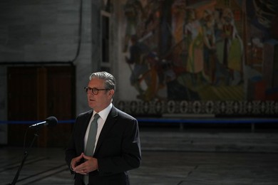 Britain's Prime Minister Keir Starmer delivers a statement before the start of t