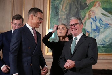 President of Finland Alexander Stubb, left, and Britain's Prime Minister Keir St