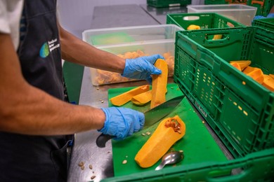 Kitchens for preparing pre-cooked food to distribute among the poorest, Vilassar de Dalt, Ferrer Sustainability Foundation, Barcelona, Spain, Europe. The Ferrer Sustainability Foundation is a non-profit organisation that aims to transform lives and work t