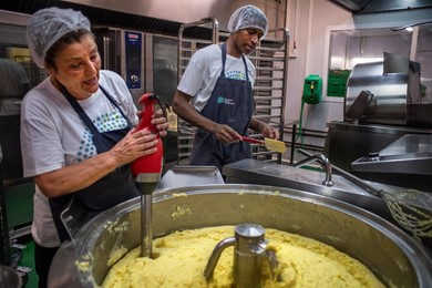 Kitchens for preparing pre-cooked food to distribute among the poorest, Vilassar de Dalt, Ferrer Sustainability Foundation, Barcelona, Spain, Europe. The Ferrer Sustainability Foundation is a non-profit organisation that aims to transform lives and work t