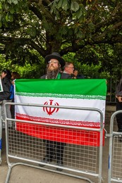 Protest outside the Israeli Embassy after deadly attacks on Iran