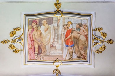 Saints Bernardino And Bartolomeo Main Church: Frescoes by Nino Nespoli. Ubiale. Italy