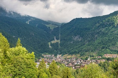 Village Panorama And Ski Facilities. Colere. Italy