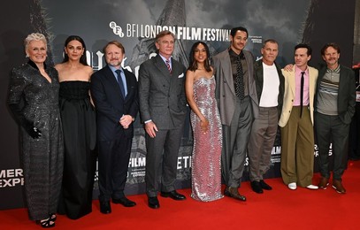 Glenn Close, Mila Kunis, Director Rian Johnson, Daniel Craig, Kerry Washington, Daryl McCormack, Josh Brolin, Andrew Scott and Ram Bergman