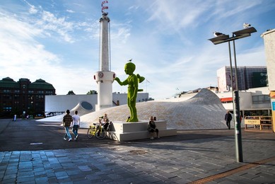 Lasipalatsi Square (lasipalatsinaukio in Finnish) Is An Old Bus Station But Nowadays It Is A Cozy Plaza with Modern Architecture and Art