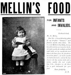 Advertisement for Mellin's Food for Infants and Invalids, 1895.  Creator: Unknown.