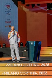 The Olympic Torch departs Rome for the 2026 Milan-Cortina Winter Olympics.