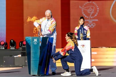 The Olympic Torch departs Rome for the 2026 Milan-Cortina Winter Olympics.