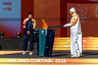The Olympic Torch departs Rome for the 2026 Milan-Cortina Winter Olympics.