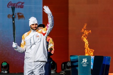 The Olympic Torch departs Rome for the 2026 Milan-Cortina Winter Olympics.
