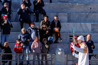 The Olympic Torch departs Rome for the 2026 Milan-Cortina Winter Olympics.