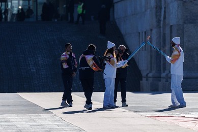 The Olympic Torch departs Rome for the 2026 Milan-Cortina Winter Olympics.