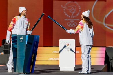 The Olympic Torch departs Rome for the 2026 Milan-Cortina Winter Olympics.