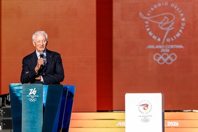 The Olympic Torch departs Rome for the 2026 Milan-Cortina Winter Olympics.