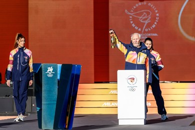 The Olympic Torch departs Rome for the 2026 Milan-Cortina Winter Olympics.