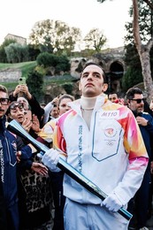 The Olympic Torch departs Rome for the 2026 Milan-Cortina Winter Olympics.