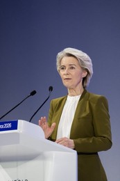 Ursula von der Leyen, President of the European Commission speaks at the World Economic Forum Annual Meeting 2026