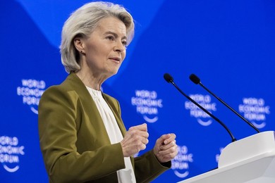 Ursula von der Leyen, President of the European Commission speaks at the World Economic Forum Annual Meeting 2026