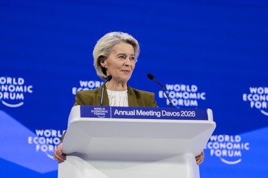 Ursula von der Leyen, President of the European Commission speaks at the World Economic Forum Annual Meeting 2026