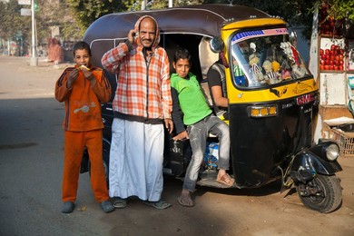Family and Tuk-tuk in Saqqara, Egypt