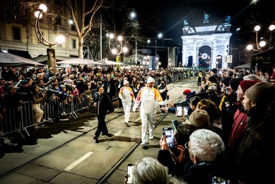 Milan-Cortina 2026 Olympics: Lighting of the Olympic cauldron at the Arco della Pace