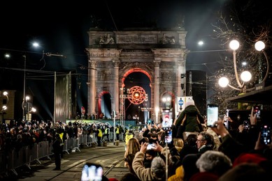 Milan-Cortina 2026 Olympics: Lighting of the Olympic cauldron at the Arco della Pace