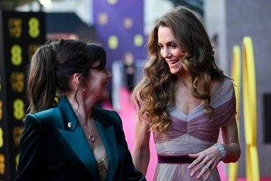 Britain's Prince William and Catherine attend the BAFTA Film Awards 2026, in London