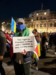 Protester links Iran and Ukraine struggles at London rally