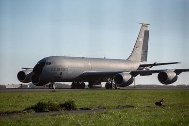 US Air Force KC-135R Stratotanker on the ground at Stansted Airport