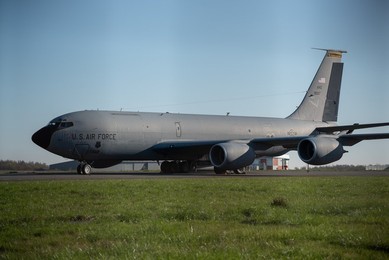 US Air Force KC-135R Stratotanker on the ground at Stansted Airport