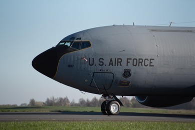 US Air Force KC-135R Stratotanker on the ground at Stansted Airport
