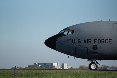 US Air Force KC-135R Stratotanker on the ground at Stansted Airport