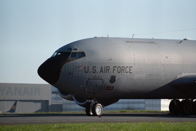 US Air Force KC-135R Stratotanker on the ground at Stansted Airport
