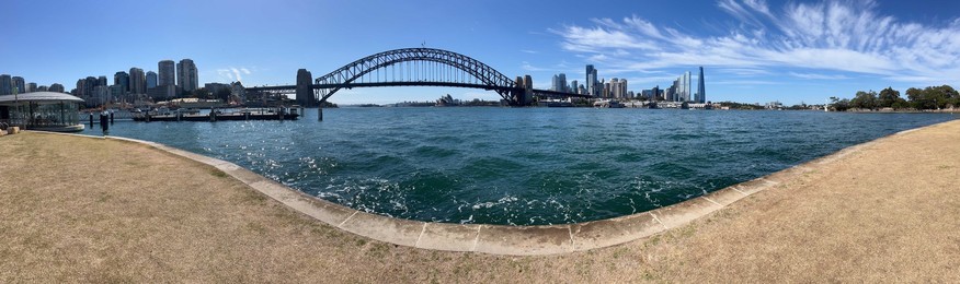 Landscape view of Sydney downtown skyline and Sydney Harbour Bridge