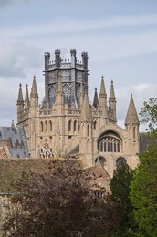 The octagonal tower of the "Ship of the Fens"  Ely Cathedral , standing prominant in Ely, Cambridgeshire, UK.