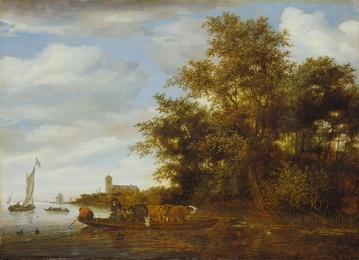 River Landscape with Ferry, 1664. Creators: Jan van Goyen, Aert van der Neer.