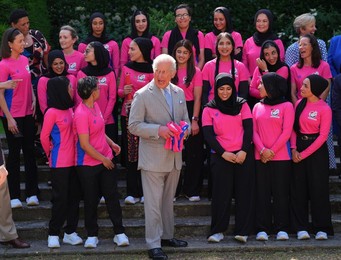King Charles III meets Afghan Refugee Women's Cricket Team