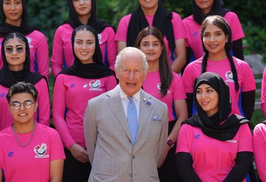 King Charles III meets Afghan Refugee Women's Cricket Team