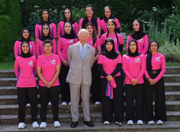 King Charles III meets Afghan Refugee Women's Cricket Team