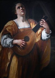 Saint Cecilia playing the lute - by Artemisia Gentileschi