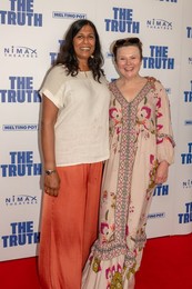 Actors, Lolita Chakrabarti (R) and Monica Dolan (L) pose with eachother on the red carpet of the West End Comedy, The Truth. Apollo Theatre, London. 24 June 2026