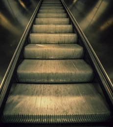 Empty escalator steps
