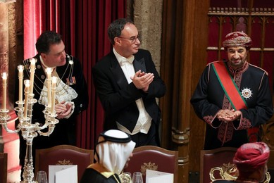 Oman's Sultan Haitham bin Tariq attends Guildhall State Banquet in London